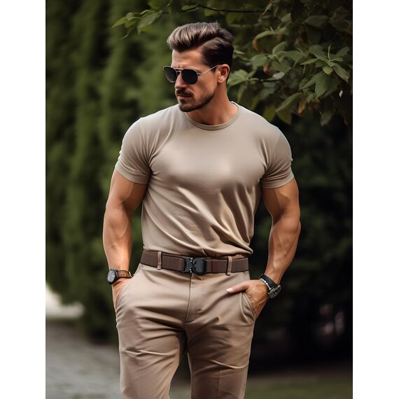 JUKMO Taktischer Gürtel, Militär Wandern 3,8cm Arbeit Gürtel mit Schwere Schnellverschluss Schnalle (Kaffee, 115cm)