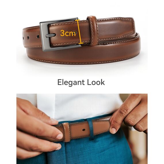 CHAOREN 3cm Ledergürtel Herren, Gürtel Herren Leder für Business und Formelle Anlässe, Anzuggürtel Perfekter zu Männer Businessschuhe