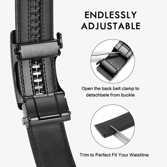 BOSTANTEN Gürtel Herren, Ledergürtel für Herren mit Ratsche Automatikschließe Business Anzug Gürtel Breit 35mm,Größe Angepasst
