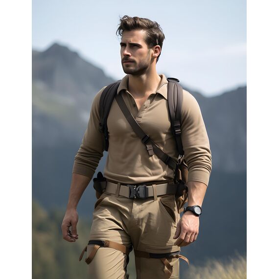 JUKMO Taktischer Gürtel, Militär Wandern 3,8cm Arbeit Gürtel mit Schwere Schnellverschluss Schnalle (Kojote, 115cm)