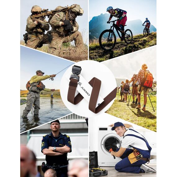 JUKMO Taktischer Gürtel, Militär Wandern 3,8cm Arbeit Gürtel mit Schwere Schnellverschluss Schnalle (Kaffee, 125cm)