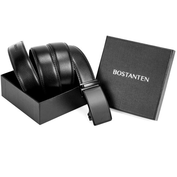 BOSTANTEN Gürtel Herren, Ledergürtel für Herren mit Ratsche Automatikschließe Business Anzug Gürtel Breit 35mm,Größe Angepasst