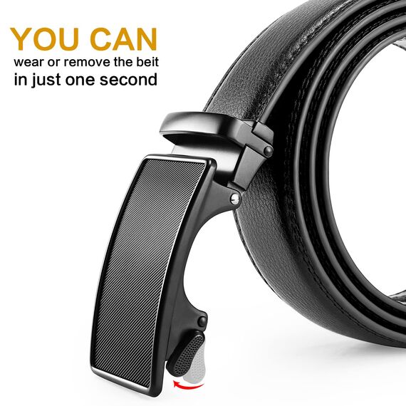 BOSTANTEN Gürtel Herren, Ledergürtel für Herren mit Ratsche Automatikschließe Business Anzug Gürtel Breit 35mm,Größe Angepasst