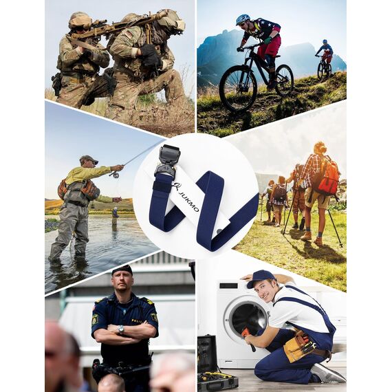 JUKMO Taktischer Gürtel, Militär Wandern 3,8cm Arbeit Gürtel mit Schwere Schnellverschluss Schnalle (Blau, 125cm)