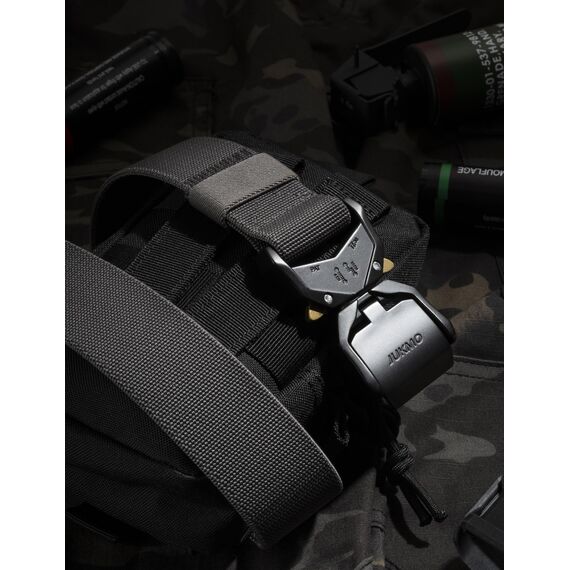 JUKMO Taktischer Gürtel, Militär Wandern 3,8cm Arbeit Gürtel mit Schwere Schnellverschluss Schnalle (Grau, 125cm)