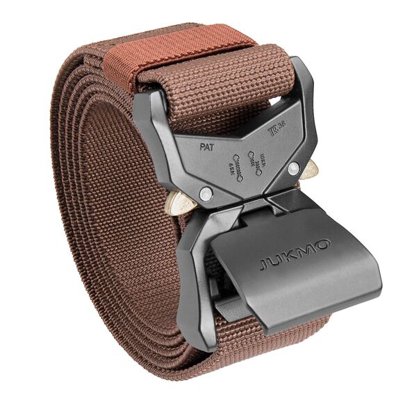 JUKMO Taktischer Gürtel, Militär Wandern 3,8cm Arbeit Gürtel mit Schwere Schnellverschluss Schnalle (Kaffee, 115cm)