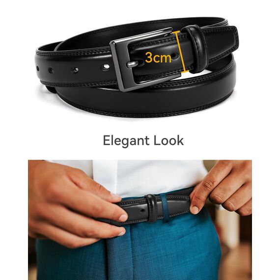 CHAOREN 3cm Ledergürtel Herren, Gürtel Herren Leder für Business und Formelle Anlässe, Anzuggürtel Perfekter zu Männer Businessschuhe