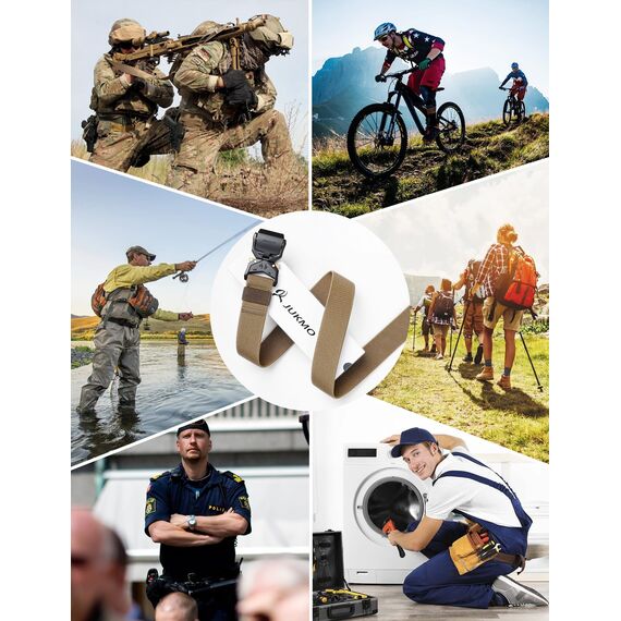 JUKMO Taktischer Gürtel, Militär Wandern 3,8cm Arbeit Gürtel mit Schwere Schnellverschluss Schnalle (Kojote, 125cm)