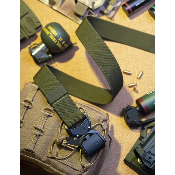 JUKMO Taktischer Gürtel, Militär Wandern 3,8cm Arbeit Gürtel mit Schwere Schnellverschluss Schnalle (Grün, 135cm)