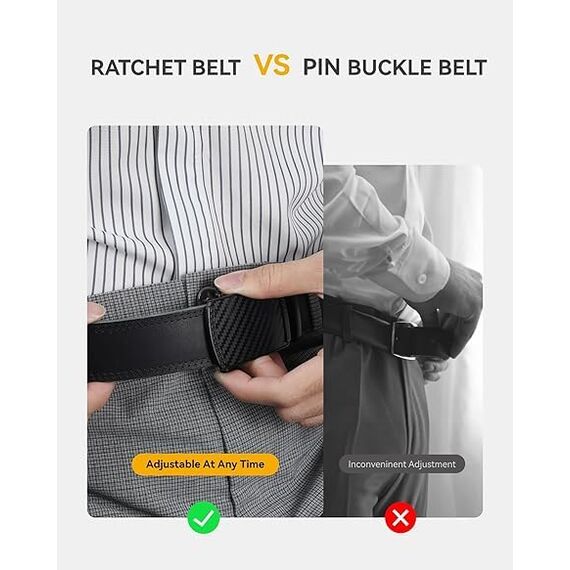 CHAOREN Gürtel Herren - Automatik Ledergürtel ohne Löcher für Herren Business Anzug - Größe Angepasst (Breit 35mm)