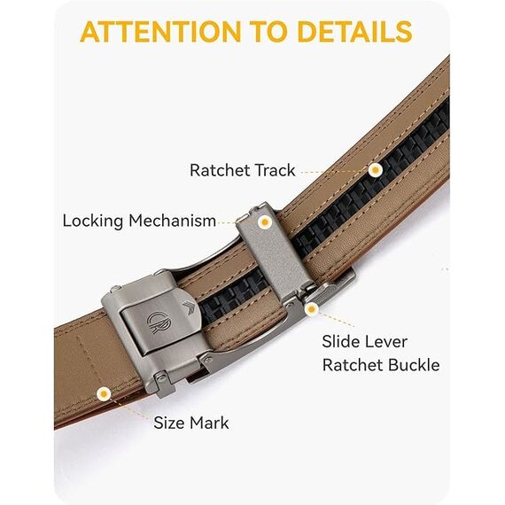 CHAOREN Gürtel Herren - Automatik Ledergürtel ohne Löcher für Herren Business Anzug - Größe Angepasst (Breit 35mm)