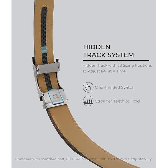 CHAOREN Gürtel Herren, Automatik Ledergürtel Herren Ratsche für Business Anzug, 35mm Gürtel ohne Löcher, Größe Angepasst