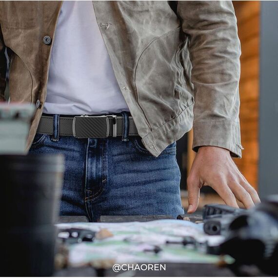 CHAOREN Gürtel Herren, Automatik Ledergürtel Herren Ratsche für Business Anzug, 35mm Gürtel ohne Löcher, Größe Angepasst