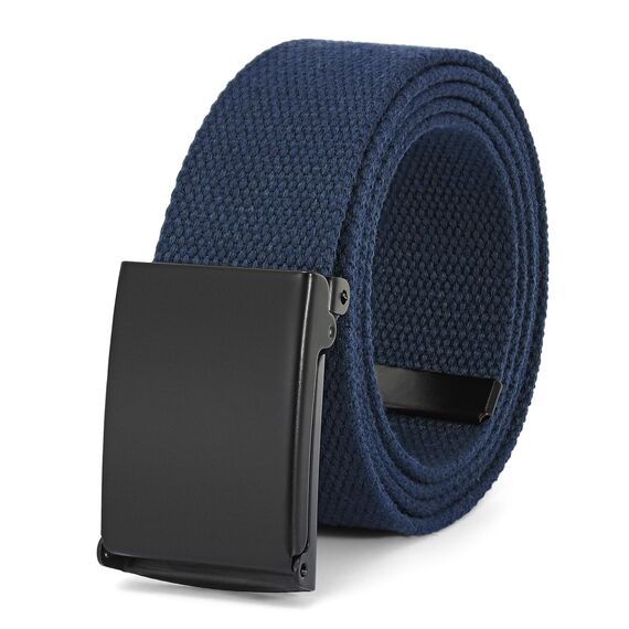 JasGood Unisesx Webgürtel Herren Damen Leinwand Arbeitsgürtel Frei Verstellbarer Flip-Top Webgürtel Schwarze Militärschnalle für Geschäft Sport Lässig,Navy blue,120cm