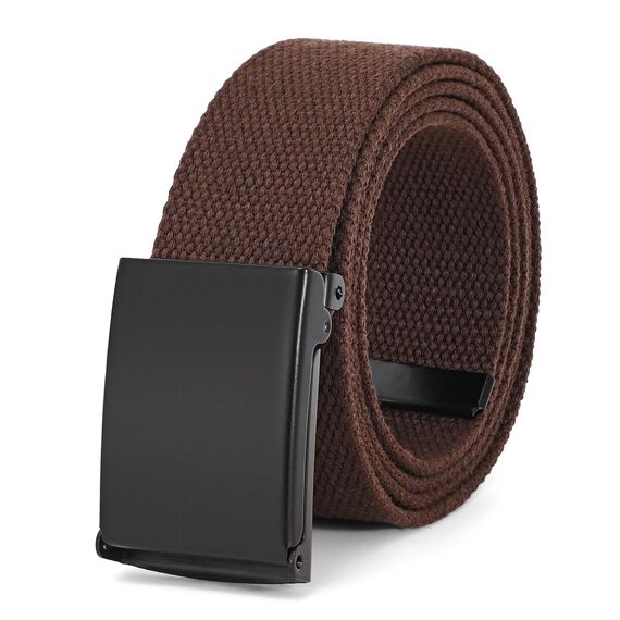 JasGood Unisesx Webgürtel Herren Damen Leinwand Arbeitsgürtel Frei Verstellbarer Flip-Top Webgürtel Schwarze Militärschnalle für Geschäft Sport Lässig,Kaffee,120cm