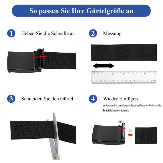 JasGood Unisesx Webgürtel Herren Damen Leinwand Arbeitsgürtel Frei Verstellbarer Flip-Top Webgürtel Schwarze Militärschnalle für Geschäft Sport Lässig,Navy blue,155cm