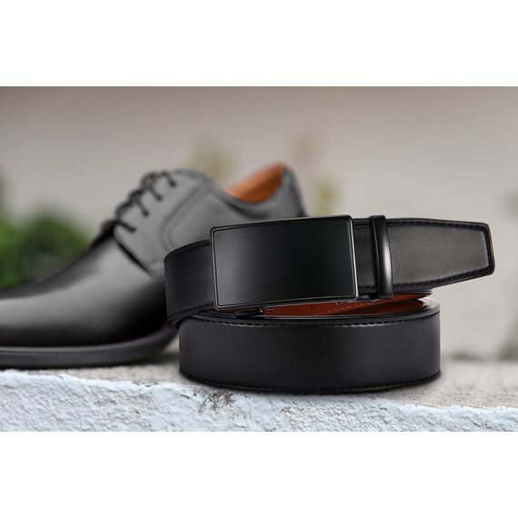 CHAOREN Gürtel Herren, Automatik Ledergürtel Herren Ratsche für Business Anzug, 35mm Gürtel ohne Löcher, Größe Angepasst