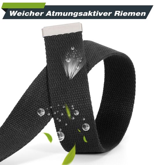JasGood Unisesx Webgürtel Herren Damen Leinwand Arbeitsgürtel Frei Verstellbarer Flip-Top Webgürtel Silber Militärschnalle für Geschäft Sport Lässig,SCHWARZ,120cm