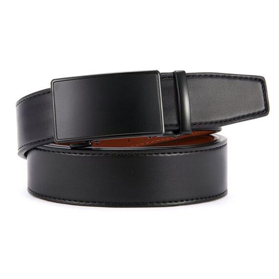 CHAOREN Automatik Gürtel Herren, Buckley Ledergürtel Ratsche Automatikschließe für Herren Business Anzug, 35mm Breit Gürtel Ohne Löcher, Größe Angepasst - Schwarz