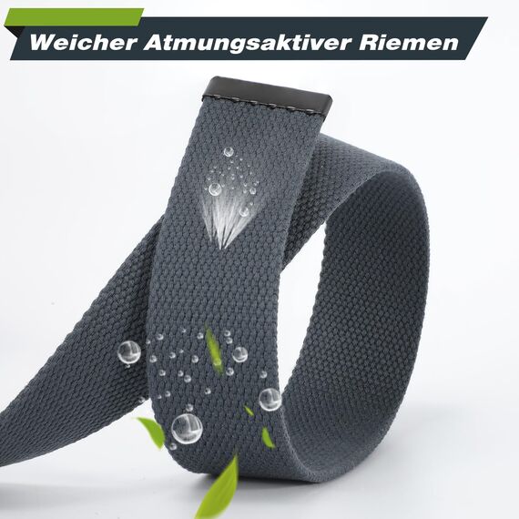 JasGood Unisesx Webgürtel Herren Damen Leinwand Arbeitsgürtel Frei Verstellbarer Flip-Top Webgürtel Silber Militärschnalle für Geschäft Sport Lässig,Grau,155cm