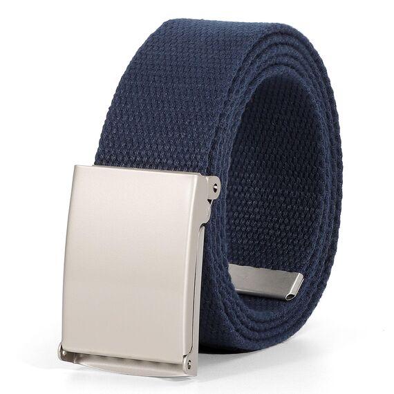 JasGood Unisesx Webgürtel Herren Damen Leinwand Arbeitsgürtel Frei Verstellbarer Flip-Top Webgürtel Silber Militärschnalle für Geschäft Sport Lässig,Navy blau,135cm