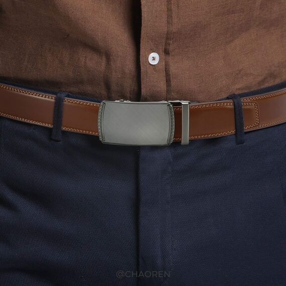 CHAOREN Gürtel Herren, Automatik Ledergürtel Herren Ratsche für Business Anzug, 35mm Gürtel ohne Löcher, Größe Angepasst