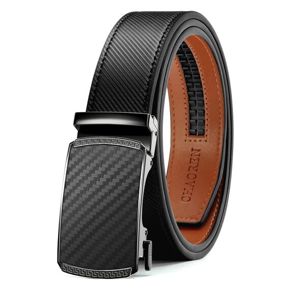 CHAOREN Gürtel Herren, Automatik Ledergürtel Herren Ratsche für Business Anzug, 35mm Gürtel ohne Löcher, Größe Angepasst