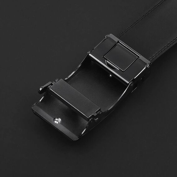 flintronic Herren Gürtel,Hochwertiges Leder material Ratsche Automatik Gürtel für Männer Ledergürtel Breite 3.5cm Länge 145CM-Schwarz (inkl Schlüsselbund & Geschenkbox)