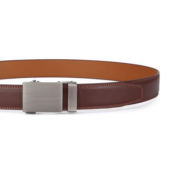guvoosm Gürtel Herren,Leder Automatik Gürtel Für Herren Business Anzug -3,5cm Breite-03-140-Brown 6033
