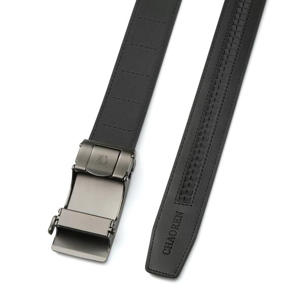 CHAOREN Automatik Gürtel Herren, Buckley Ledergürtel Ratsche Automatikschließe für Herren Business Anzug, 35mm Breit Gürtel ohne Löcher, Größe Angepasst