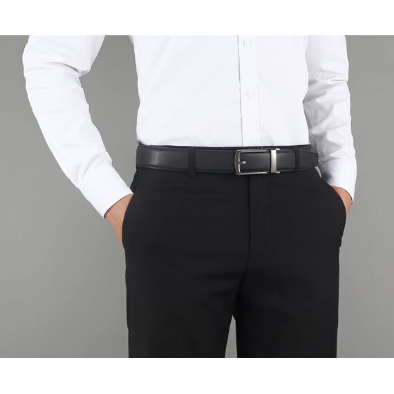 guvoosm Gürtel Herren,Leder Automatik Gürtel Für Herren Business Anzug -3,5cm Breite-27-140-Black 251