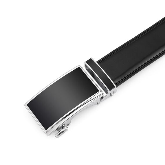 guvoosm Gürtel Herren,Leder Automatik Gürtel Für Herren Business Anzug -3,5cm Breite-2013-140-Black 138