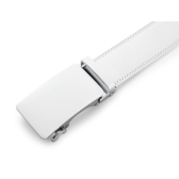 guvoosm Gürtel Herren,Leder Automatik Gürtel Für Herren Business Anzug -3,5cm Breite-51-140-White
