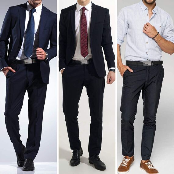 flintronic Herren Gürtel,Hochwertiges Leder material Ratsche Automatik Gürtel für Männer Ledergürtel Breite 3.5cm Länge 147CM-Schwarz (inkl Schlüsselbund & Geschenkbox)