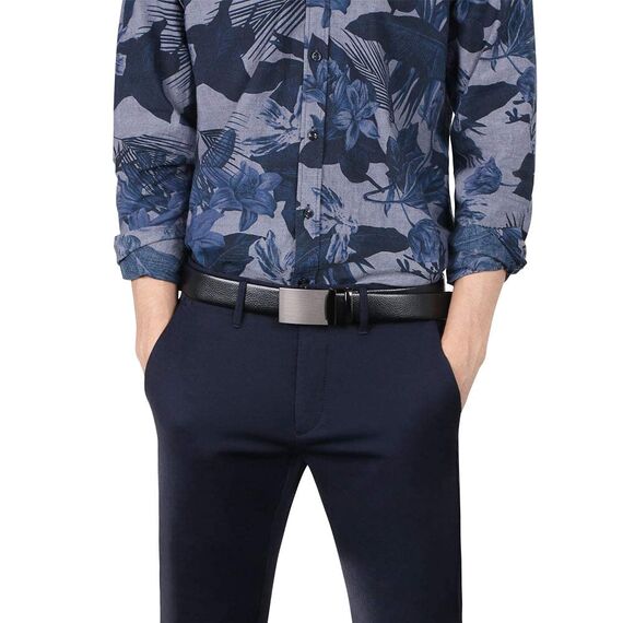 flintronic Herren Gürtel,Hochwertiges Leder material Ratsche Automatik Gürtel für Männer Ledergürtel Breite 3.5cm Länge 130CM-Schwarz (inkl Schlüsselbund & Geschenkbox)