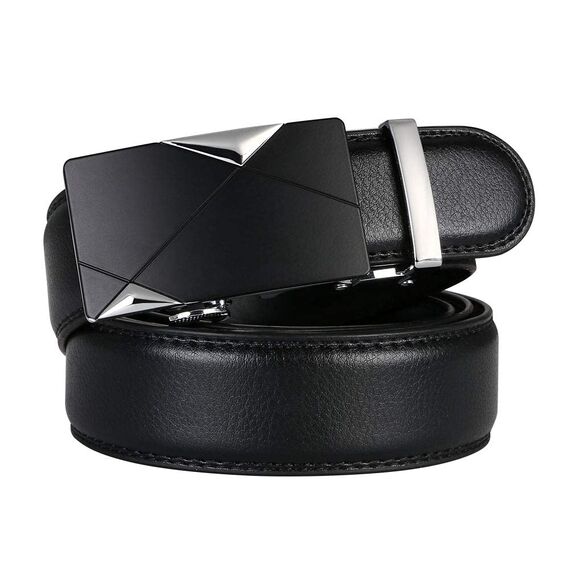 flintronic Herren Gürtel,Hochwertiges Leder material Ratsche Automatik Gürtel für Männer Ledergürtel Breite 3.5cm Länge 133CM-Schwarz (inkl Schlüsselbund & Geschenkbox)