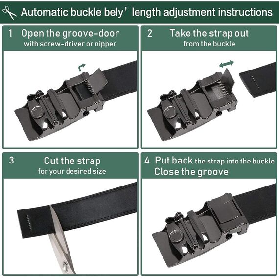 flintronic Herren Gürtel,Hochwertiges Leder material Ratsche Automatik Gürtel für Männer Ledergürtel Breite 3.5cm Länge 128CM-Schwarz (inkl Schlüsselbund & Geschenkbox)