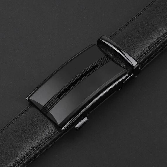 flintronic Herren Gürtel,Hochwertiges Leder material Ratsche Automatik Gürtel für Männer Ledergürtel Breite 3.5cm Länge 145CM-Schwarz (inkl Schlüsselbund & Geschenkbox)