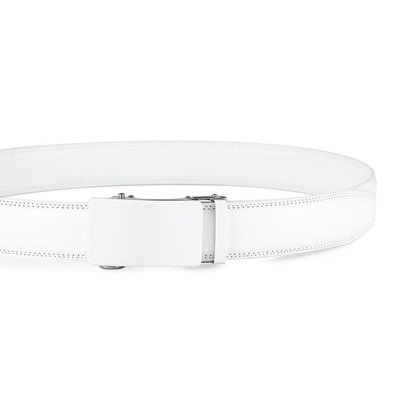 guvoosm Gürtel Herren,Leder Automatik Gürtel Für Herren Business Anzug -3,5cm Breite-51-125-White