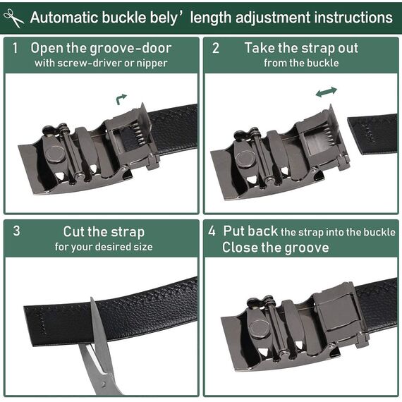 flintronic Herren Gürtel,Hochwertiges Leder material Ratsche Automatik Gürtel für Männer Ledergürtel Breite 3.5cm Länge 130CM-Schwarz (inkl Schlüsselbund & Geschenkbox)