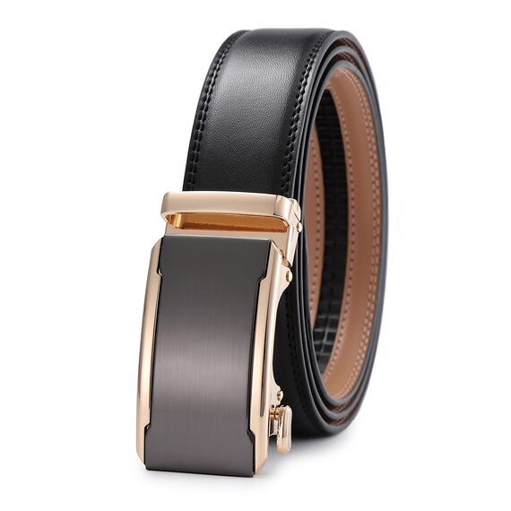 guvoosm Gürtel Herren,Leder Automatik Gürtel Für Herren Business Anzug -3,5cm Breite-2010-125-Black 251