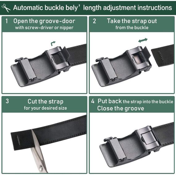 flintronic Herren Gürtel,Hochwertiges Leder material Ratsche Automatik Gürtel für Männer Ledergürtel Breite 3.5cm Länge 143CM-Schwarz (inkl Schlüsselbund & Geschenkbox)