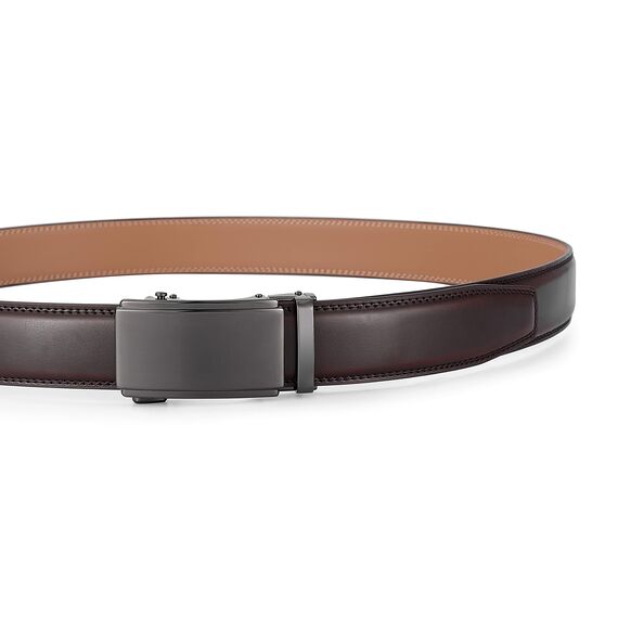 guvoosm Gürtel Herren,Leder Automatik Gürtel Für Herren Business Anzug -3,5cm Breite-2015-125-Dark Brown