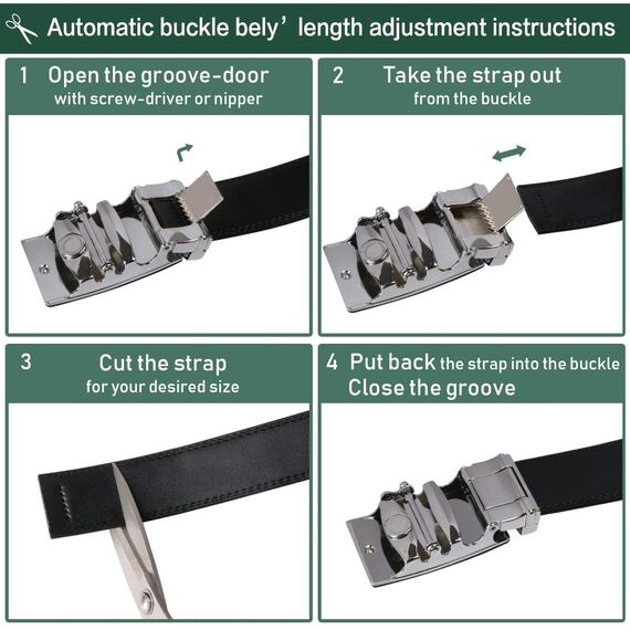 flintronic Herren Gürtel,Hochwertiges Leder material Ratsche Automatik Gürtel für Männer Ledergürtel Breite 3.5cm Länge 126CM-Schwarz (inkl Schlüsselbund & Geschenkbox)