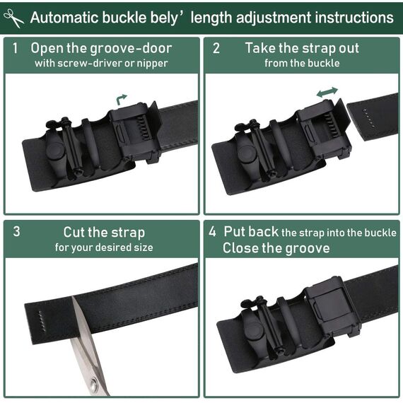 flintronic Herren Gürtel,Hochwertiges Leder material Ratsche Automatik Gürtel für Männer Ledergürtel Breite 3.5cm Länge 140CM-Schwarz (inkl Schlüsselbund & Geschenkbox)