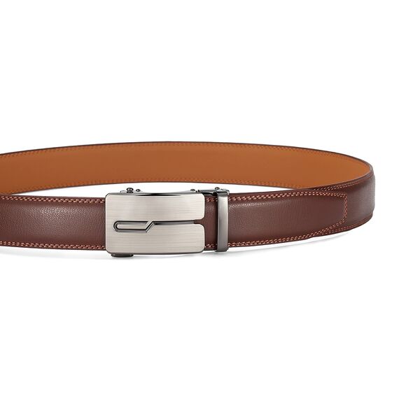 guvoosm Gürtel Herren,Leder Automatik Gürtel Für Herren Business Anzug -3,5cm Breite-10-155-Brown 6033