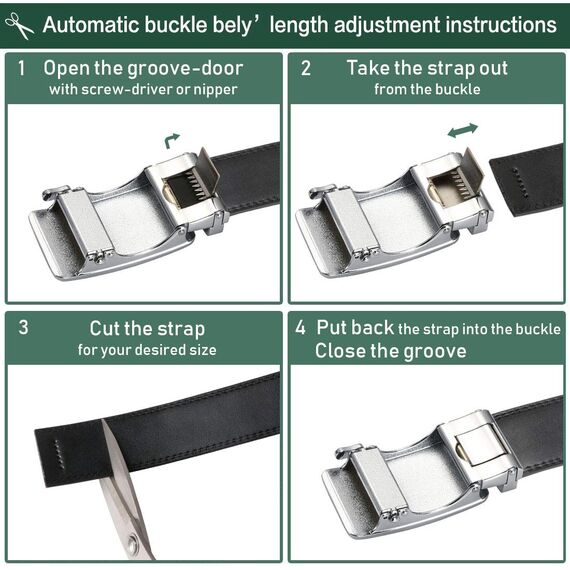 flintronic Herren Gürtel,Hochwertiges Leder material Ratsche Automatik Gürtel für Männer Ledergürtel Breite 3.5cm Länge 129CM-Schwarz (inkl Schlüsselbund & Geschenkbox)