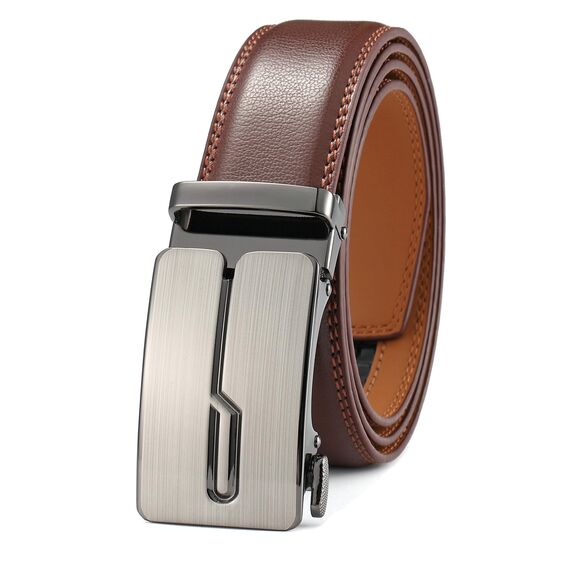 guvoosm Gürtel Herren,Leder Automatik Gürtel Für Herren Business Anzug -3,5cm Breite-10-140-Brown 6033
