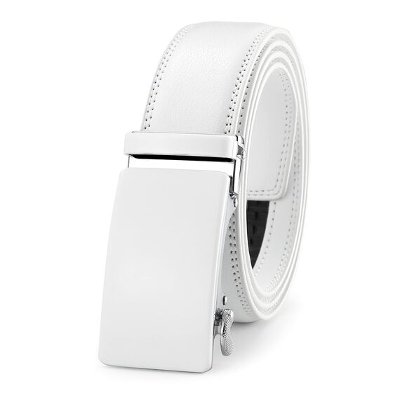 guvoosm Gürtel Herren,Leder Automatik Gürtel Für Herren Business Anzug -3,5cm Breite-51-140-White
