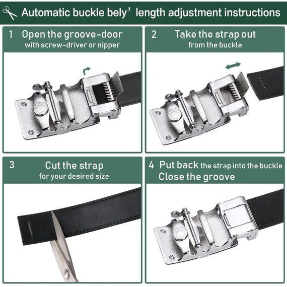 flintronic Herren Gürtel,Hochwertiges Leder material Ratsche Automatik Gürtel für Männer Ledergürtel Breite 3.5cm Länge 139CM-Schwarz (inkl Schlüsselbund & Geschenkbox)